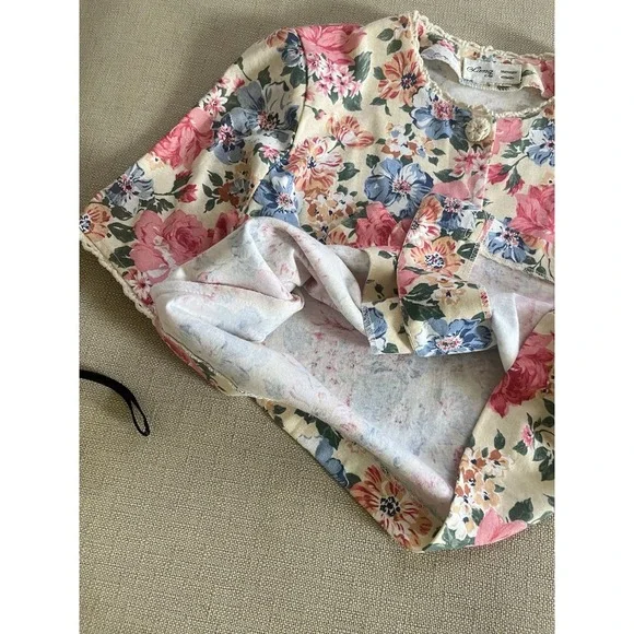 VTG Lanz Floral Blouse Cottagecore Boho Shabby Chic Retro Garden (modificated) - Picture 4 of 12